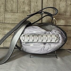 Clear Stadium Approved Crossbody Football Bag Silver Strap 11x6.5 New